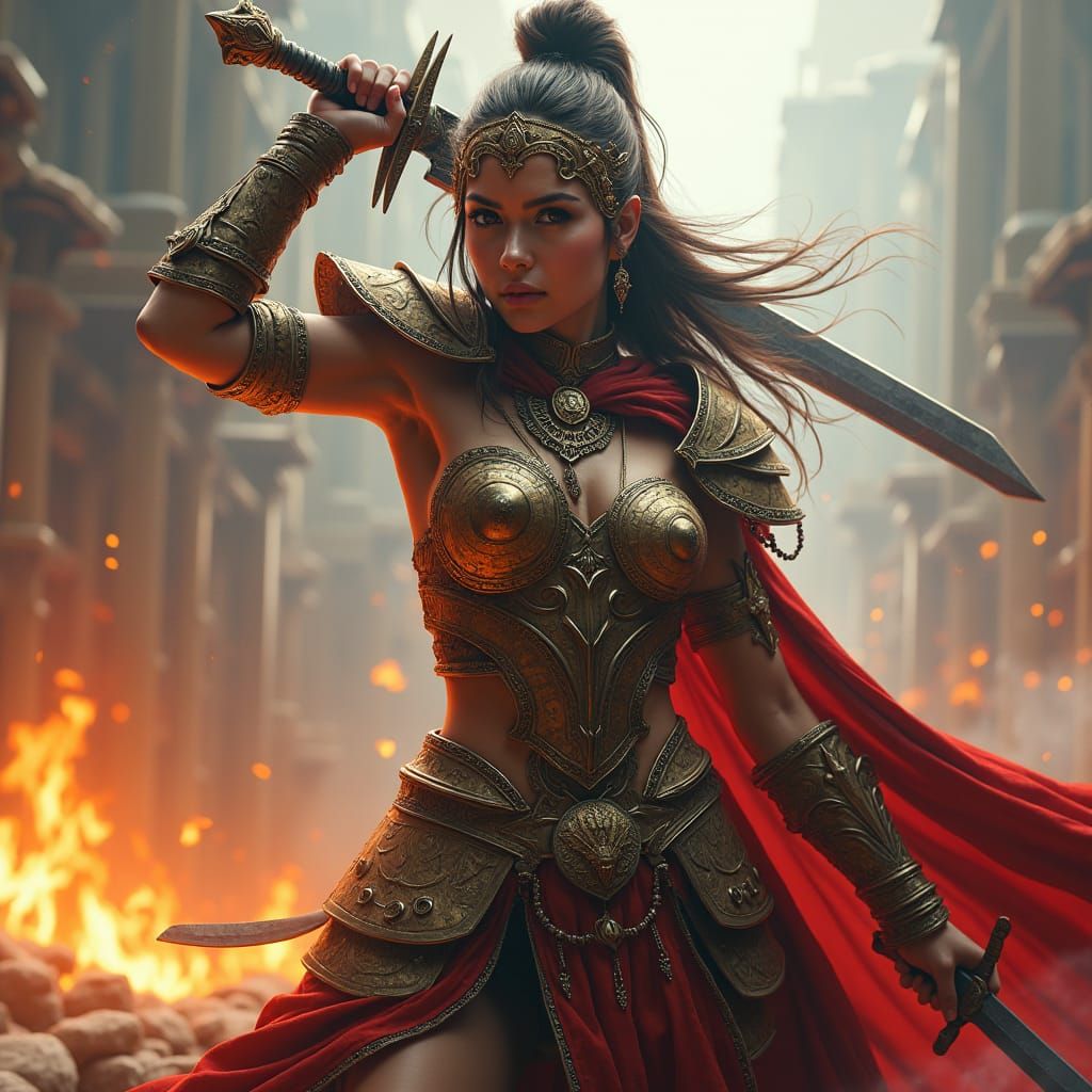 Majestic Warrior Queen in Epic Battle