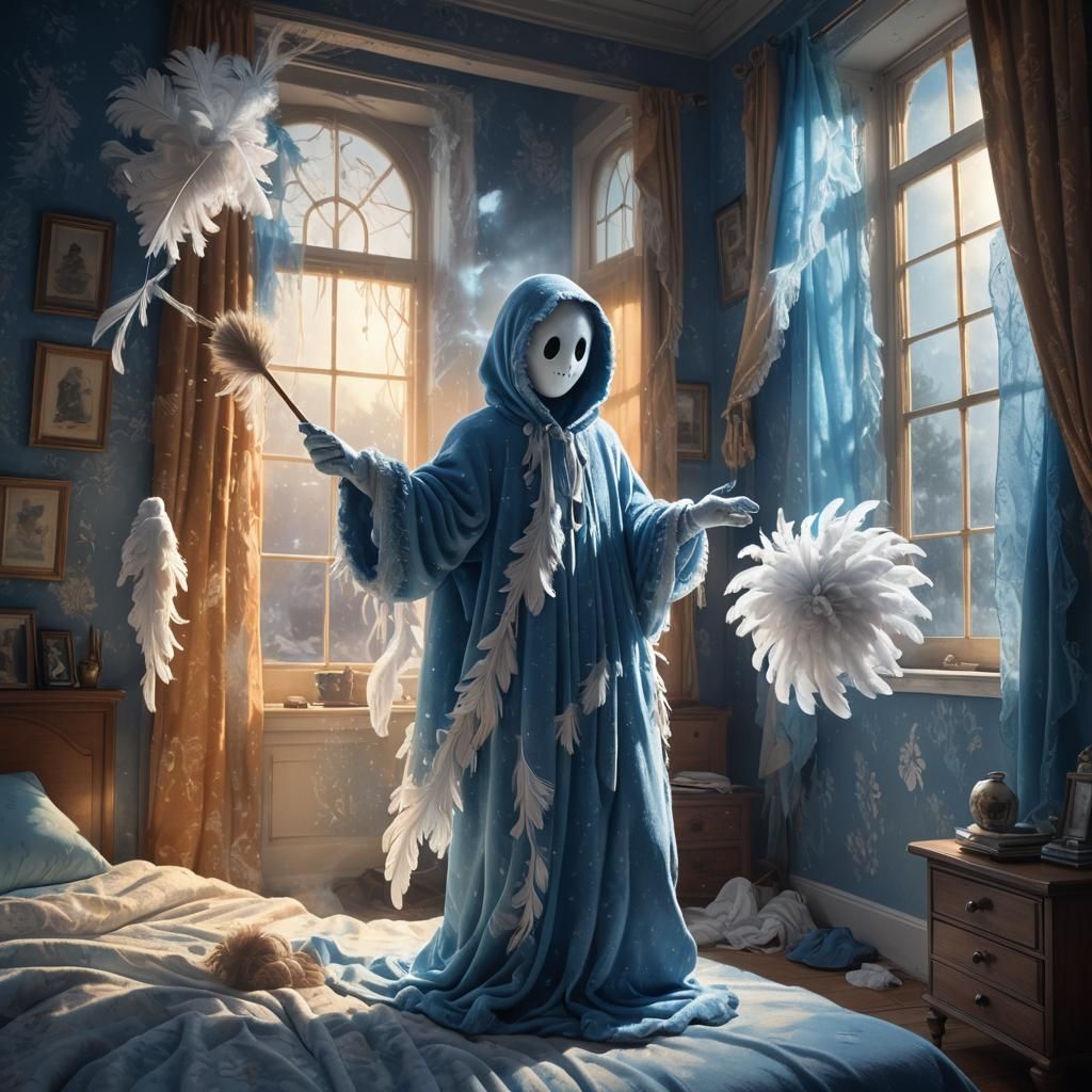 Adorable Ghost Dusting in Fantasy Interior