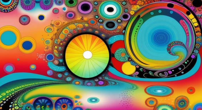 Kaleidoscopic Garden River in Psychedelic Art Style