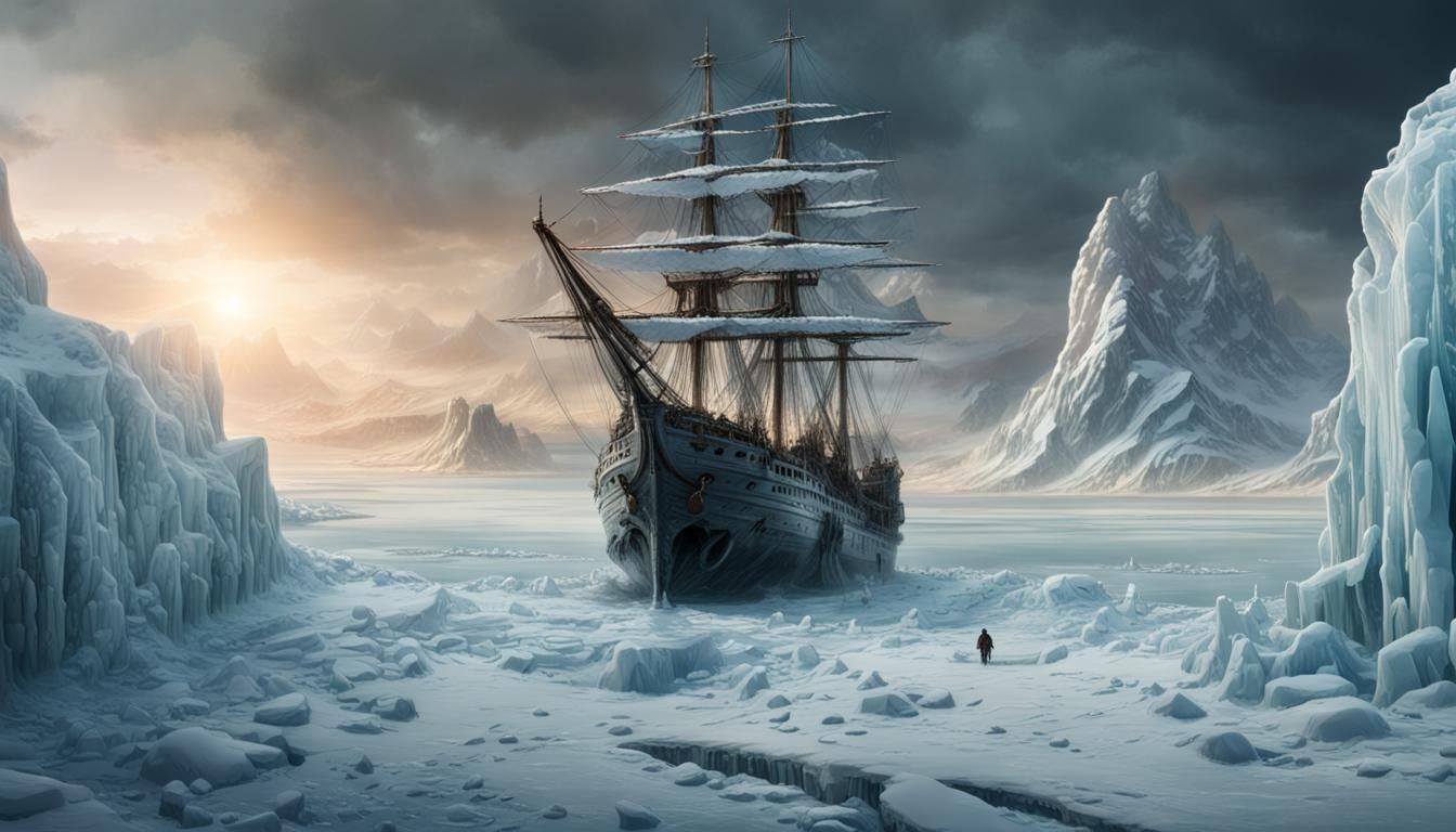 The Endurance Ship Stuck in Ice, Digital Matte Painting