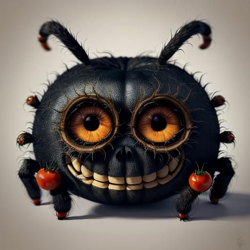 Cute Chibi Tomato Spider in Surrealist Style