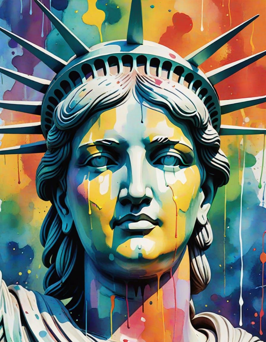 Freedom is gone -Sad Liberty statue in New York