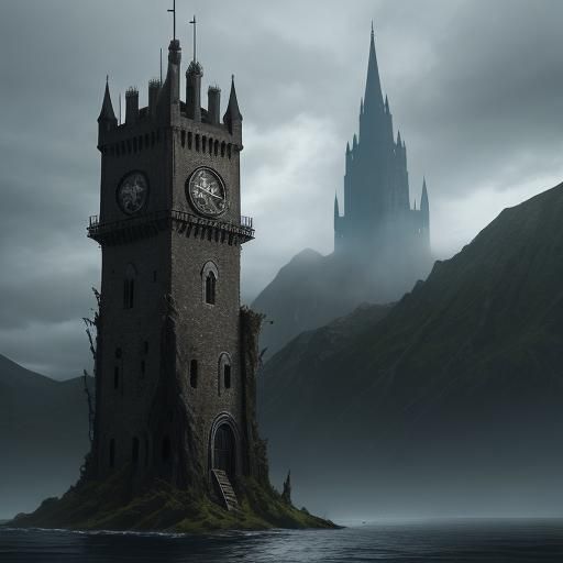 One-Eyed Creature Guarding a Dark Tower