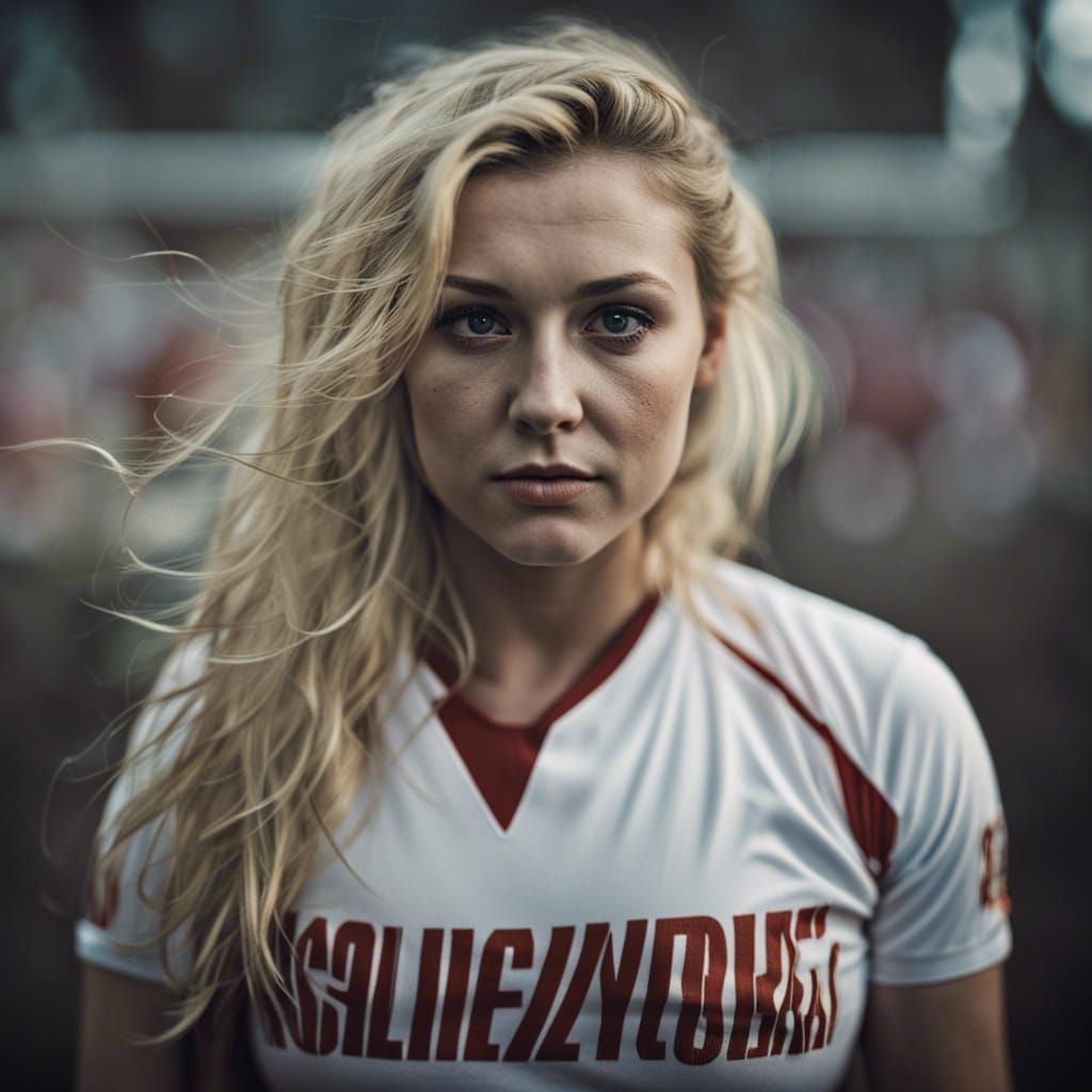 Blonde Cheerleader Portrait in Street Photography Style