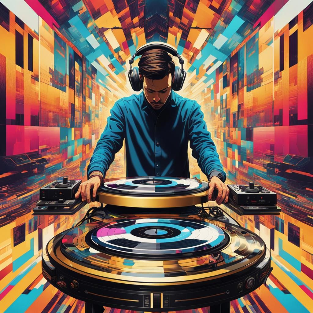 Kaleidoscopic DJ in Mirror World, Pop Art Style