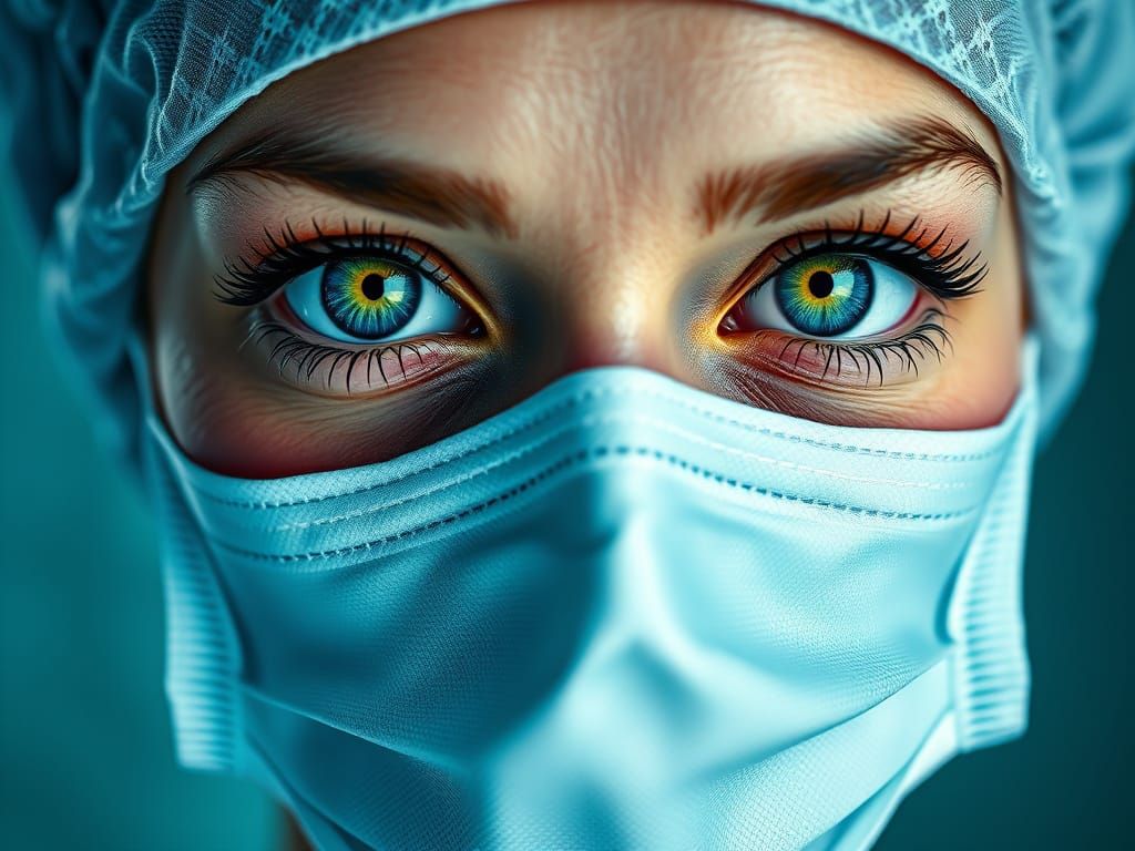 Surreal Closeup Portrait of an OR Nurse in Hyperrealistic St...