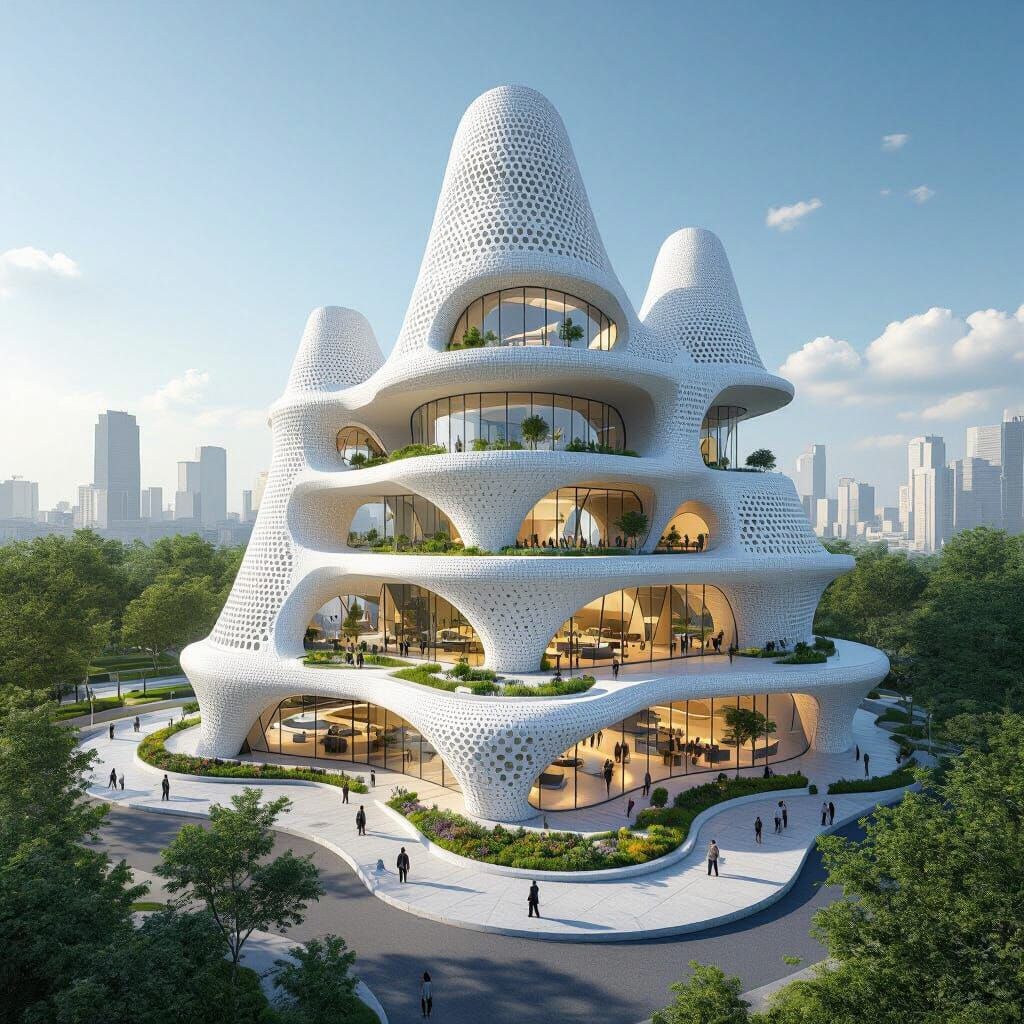 Futuristic Organic Office Complex of Stacked Cones