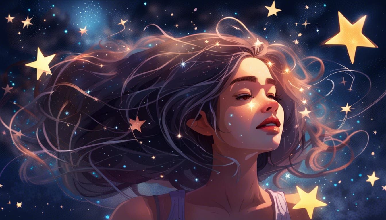 Ethereal Star Girl in Cosmic Dreamscape