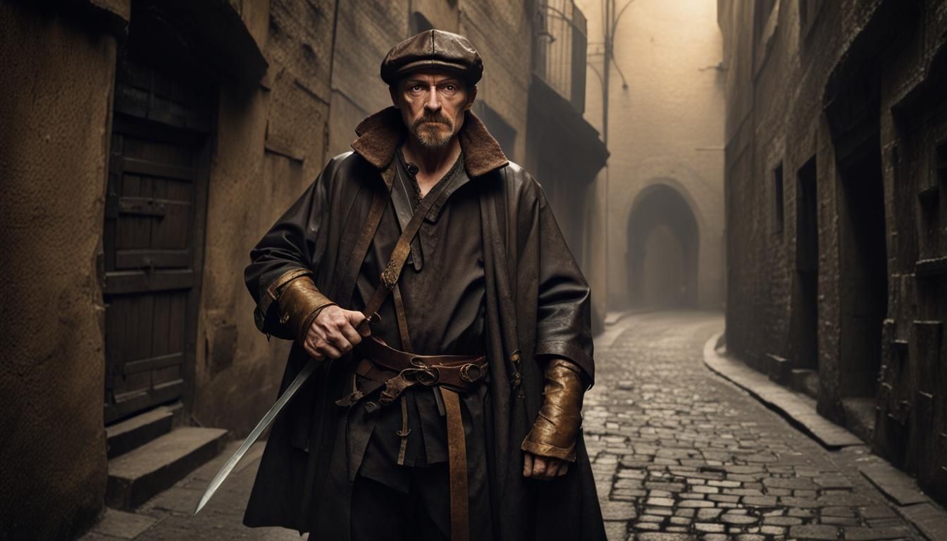 Medieval Alley: Angry Man with Gold Rings