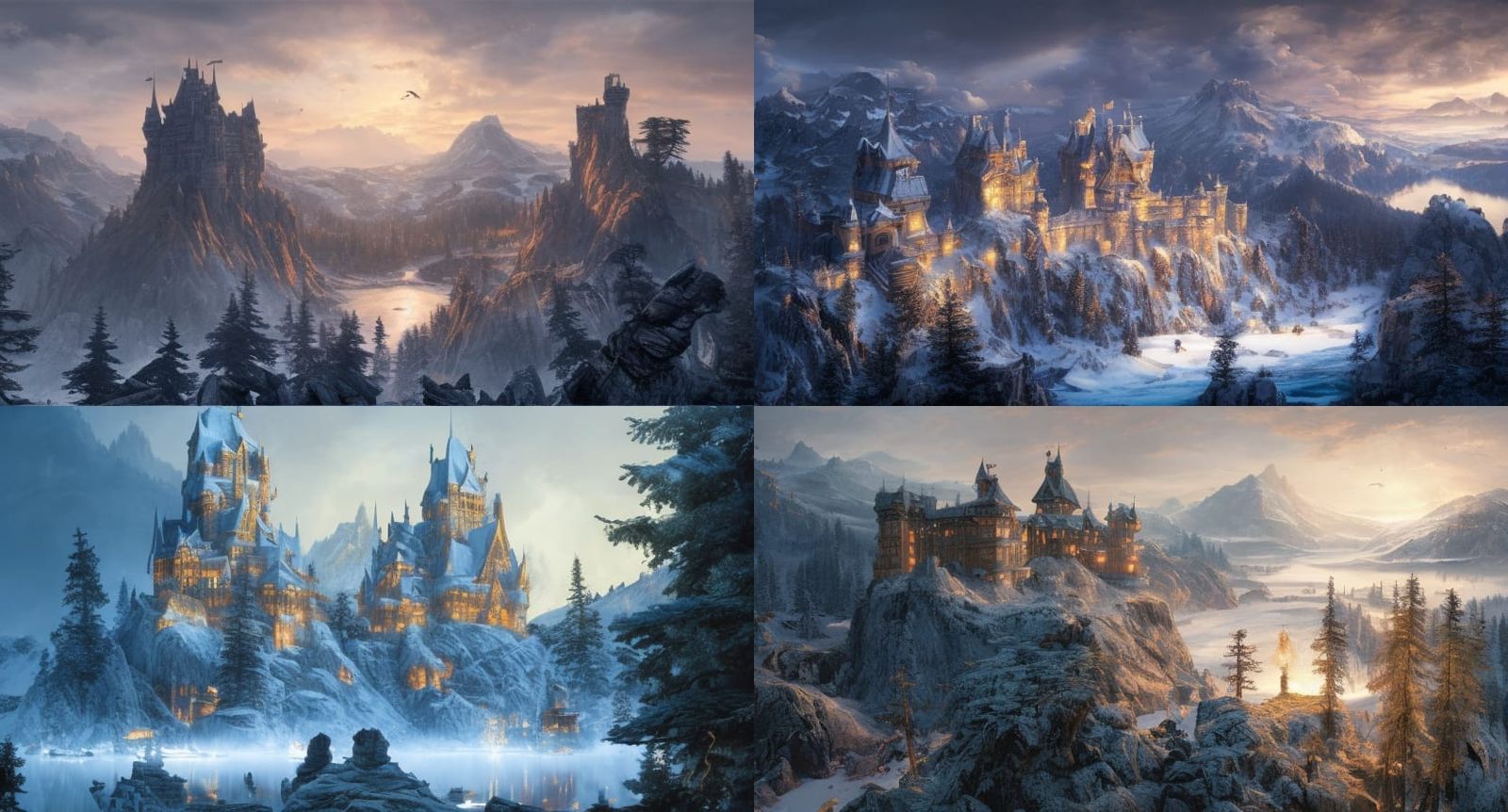 Epic Castle on Mountain Peak at Golden Hour