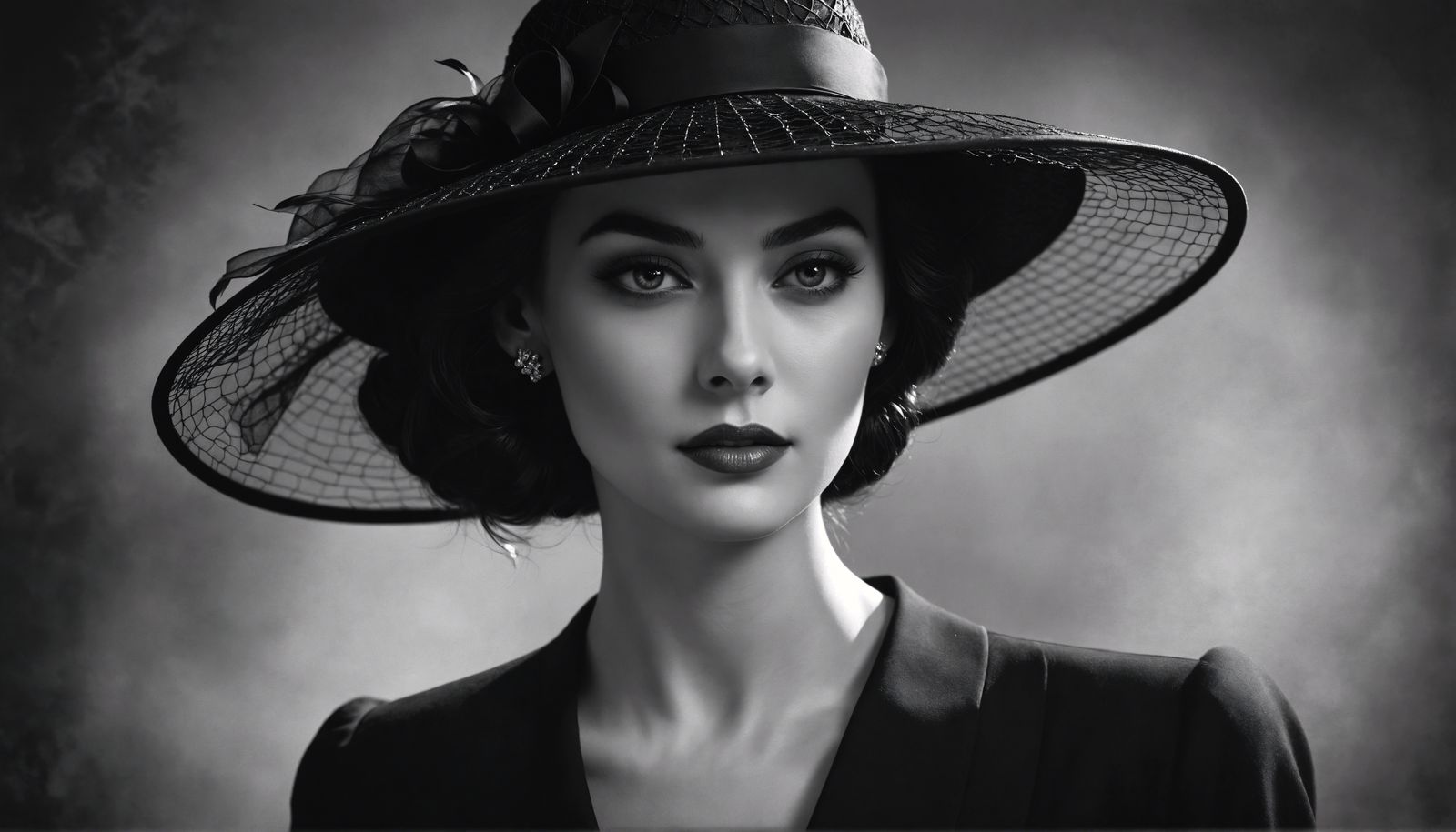 Elegant Lady in Black Hat: A Classic Fashion Portrait