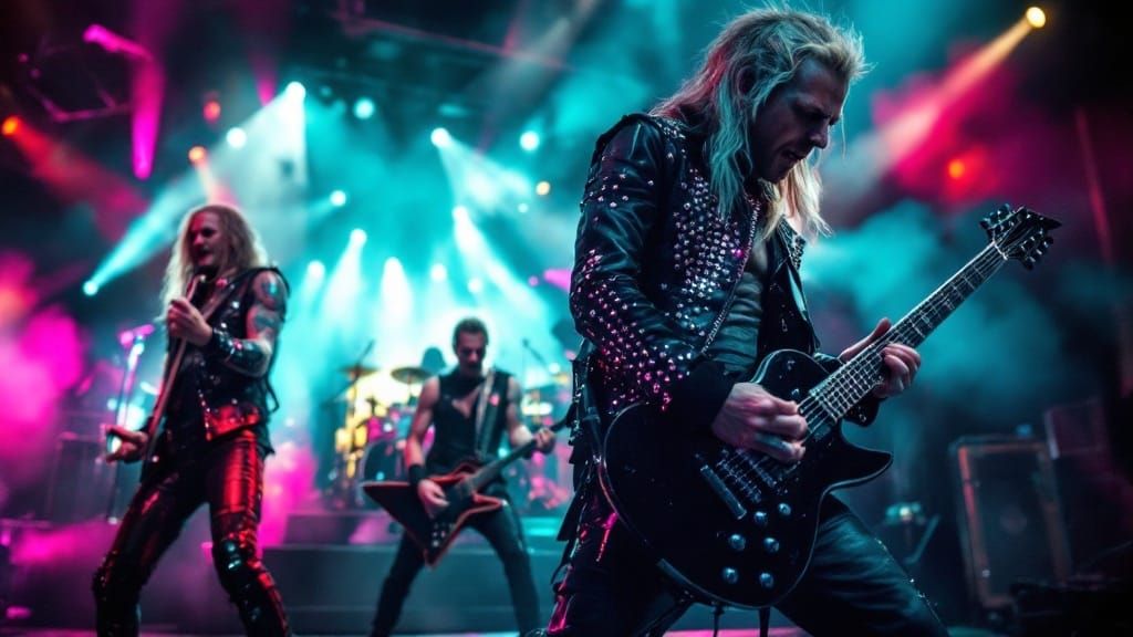 Cyberpunk Rock Band Performance on Stage