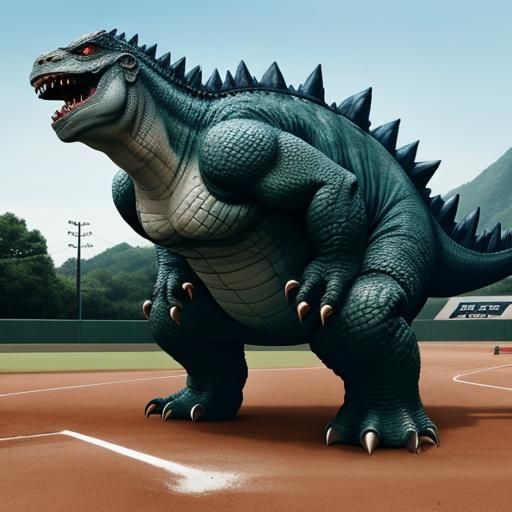 Baby Godzilla Plays Little League Baseball