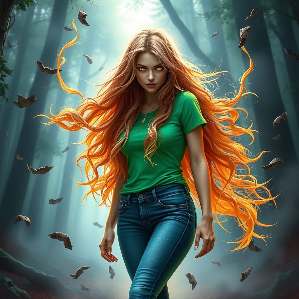 Storm Sorceress Wields Hurricane Winds in Vibrant Forest Rea...