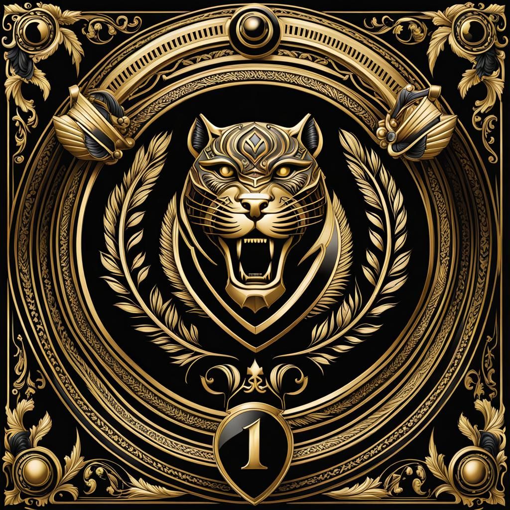 Black Panther Coat of Arms in Heraldic Style