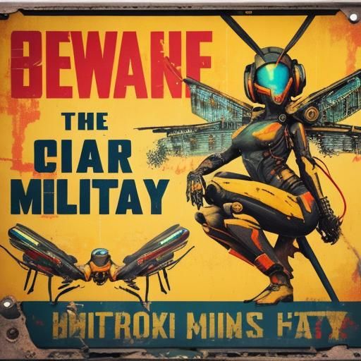 Dystopian Enamel Sign Art in Post-Apocalyptic World