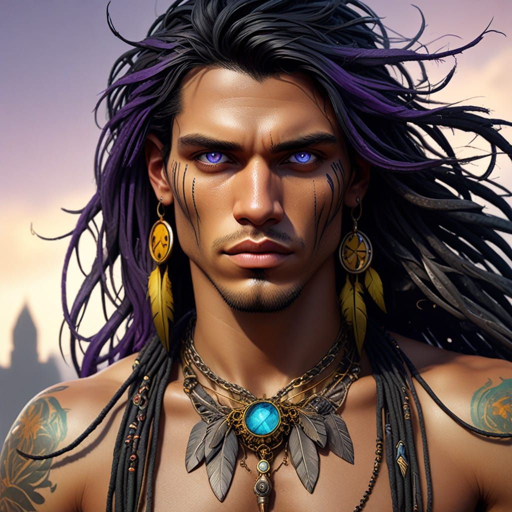 Regal Young Man with Ethereal Wonder