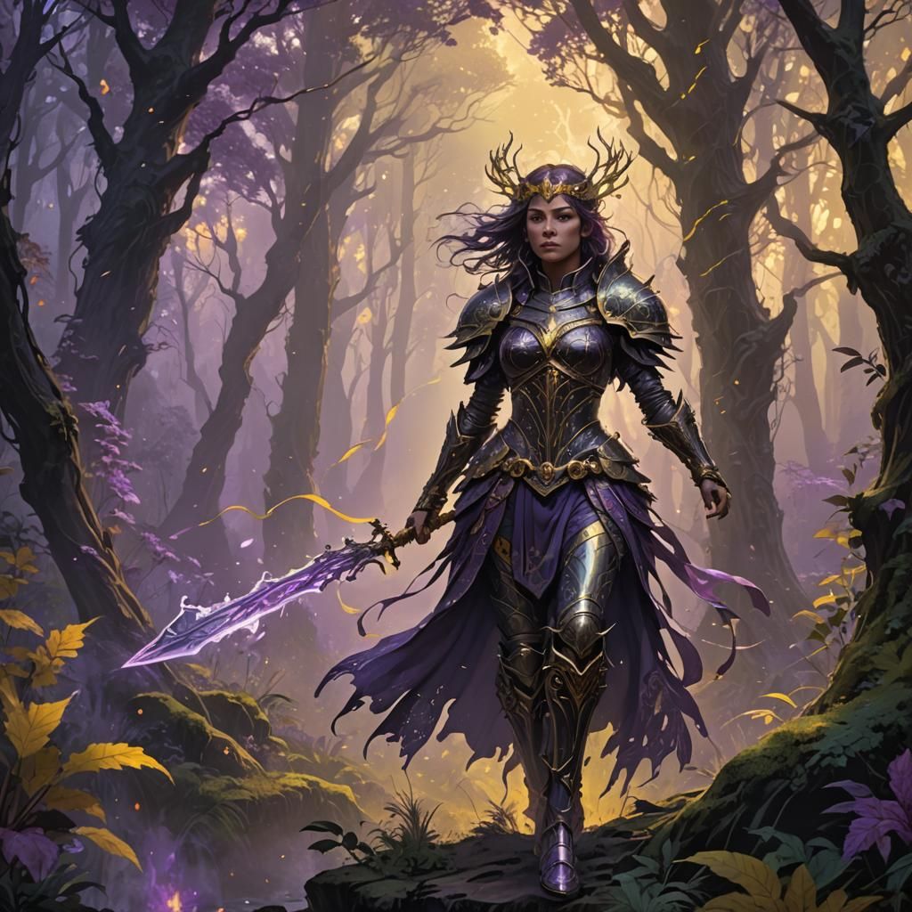 Mystical Forest Woman in Baroque-Inspired Dark Fantasy