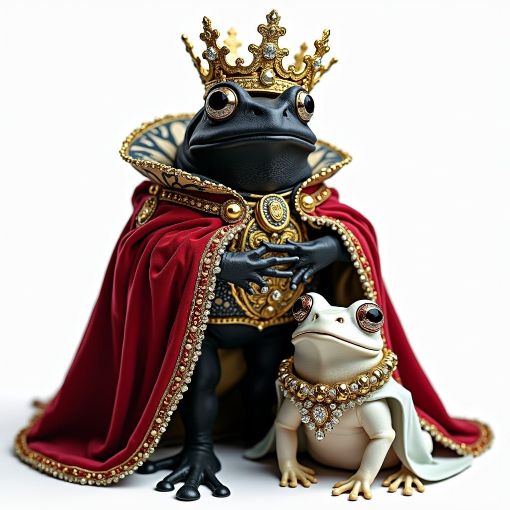 Majestic Black Prince Frog in Baroque Splendor