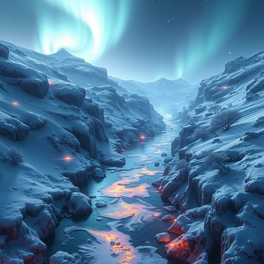 Moonlit Winter Wonderland on a Crystal River