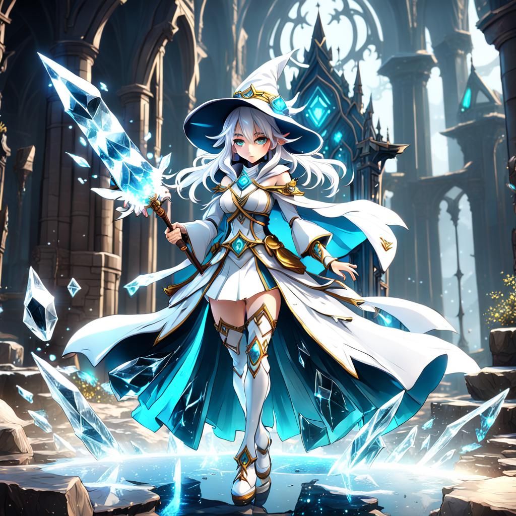 Anime Crystal Wizard Girl in Detailed Matte Painting