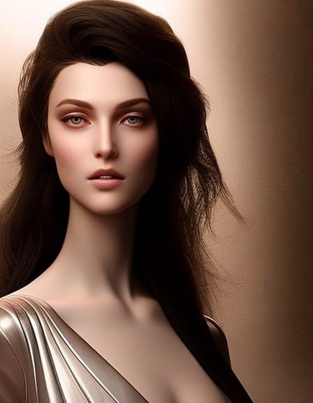 Beautiful Woman Portrait in Art Nouveau Style