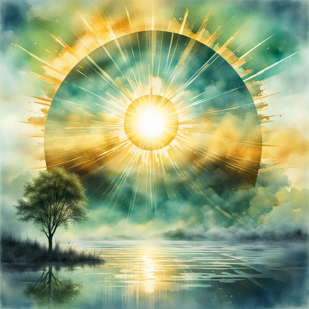 Hyperrealistic Sun with Glitch Effect Splash Art