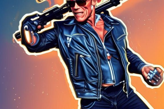 Terminator Rides: Hyperrealistic Cyberpunk Portrait