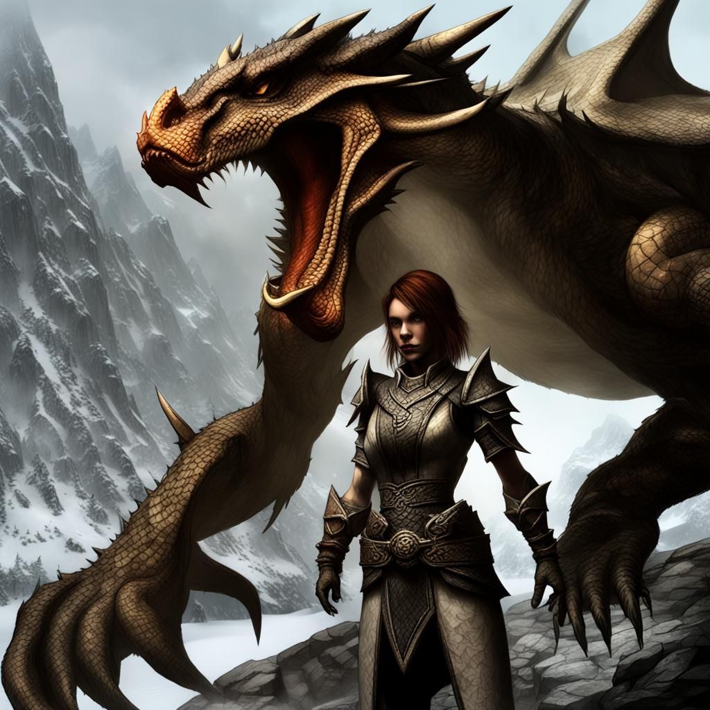 Female Dragonborn and Dragons in Skyrim