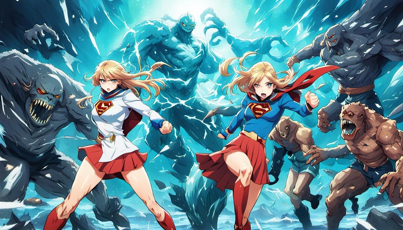 Supergirl Defeated: Anime-Style Manga Scene
