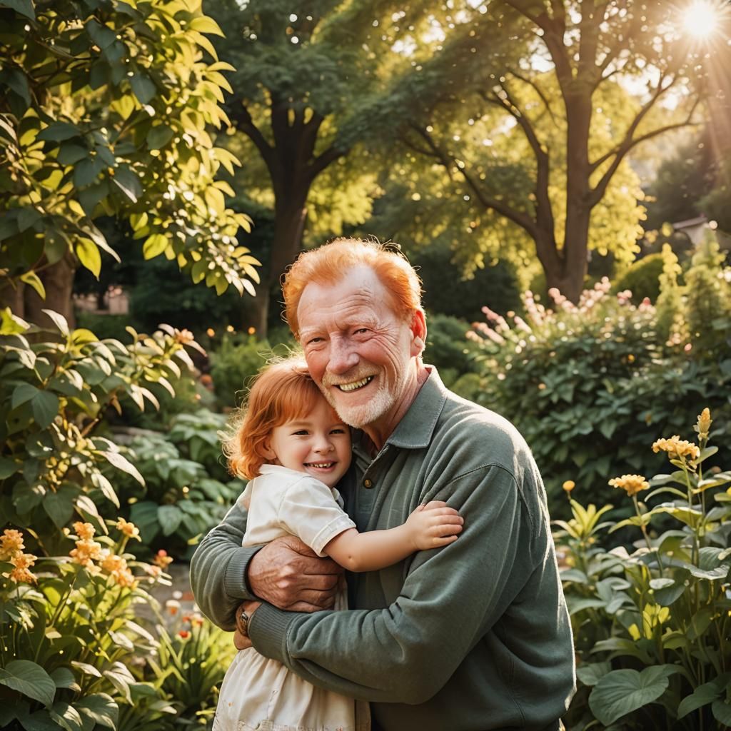 Ginger Grandfather and Child Portrait