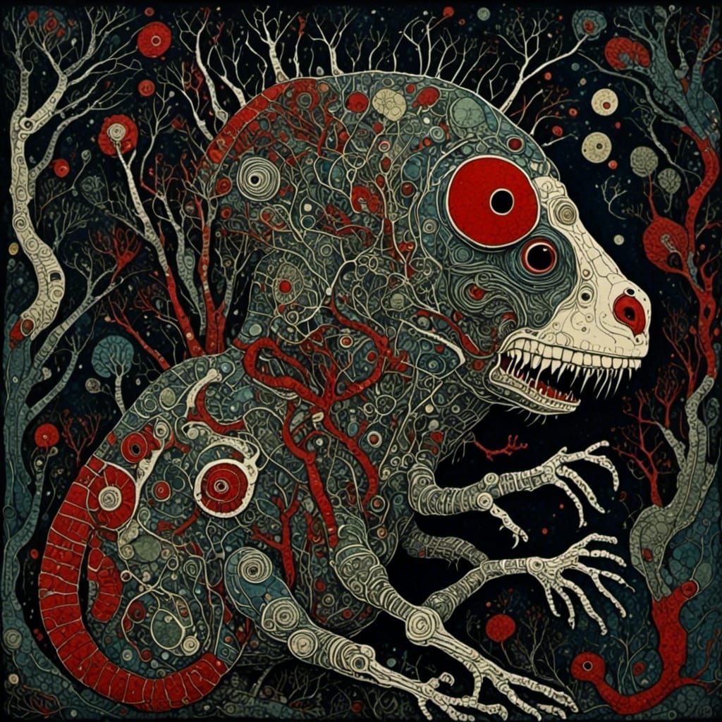 Cicada and Hellhound Fusion in AI Art