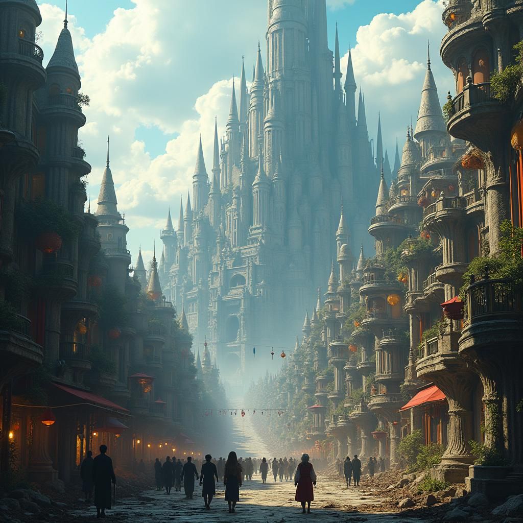 Magical Sci-Fi Metropolis: Fantasy Concept Art