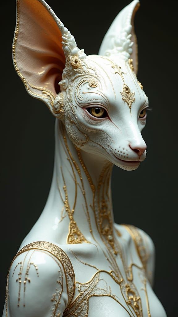 Anthropomorphic Chalicotherium-Ophelia Portrait in Gilded Po...