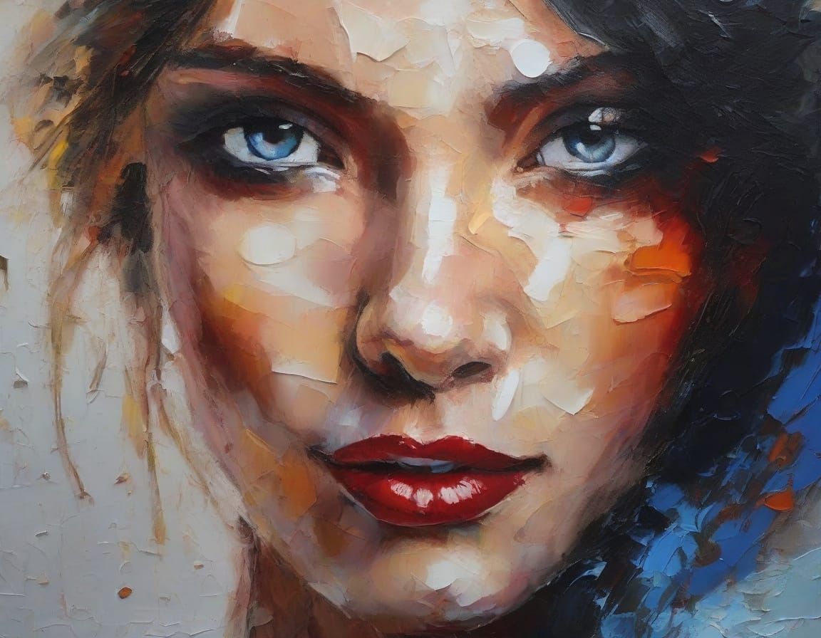 Ethereal Woman in Dreamlike Impasto Oil Painting