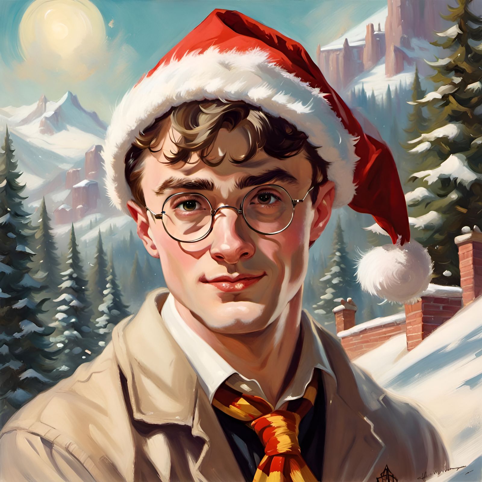 Harry Potter as Santa in Pin-Up Style