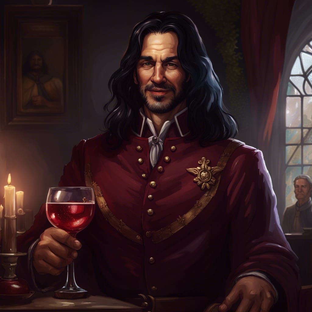 Colonial Man with Wine: Dark Fantasy Art