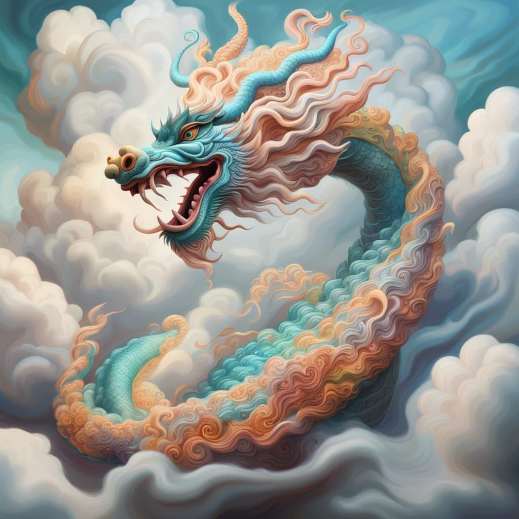 Cloud Dragon in Hyper Surrealistic 3D Style