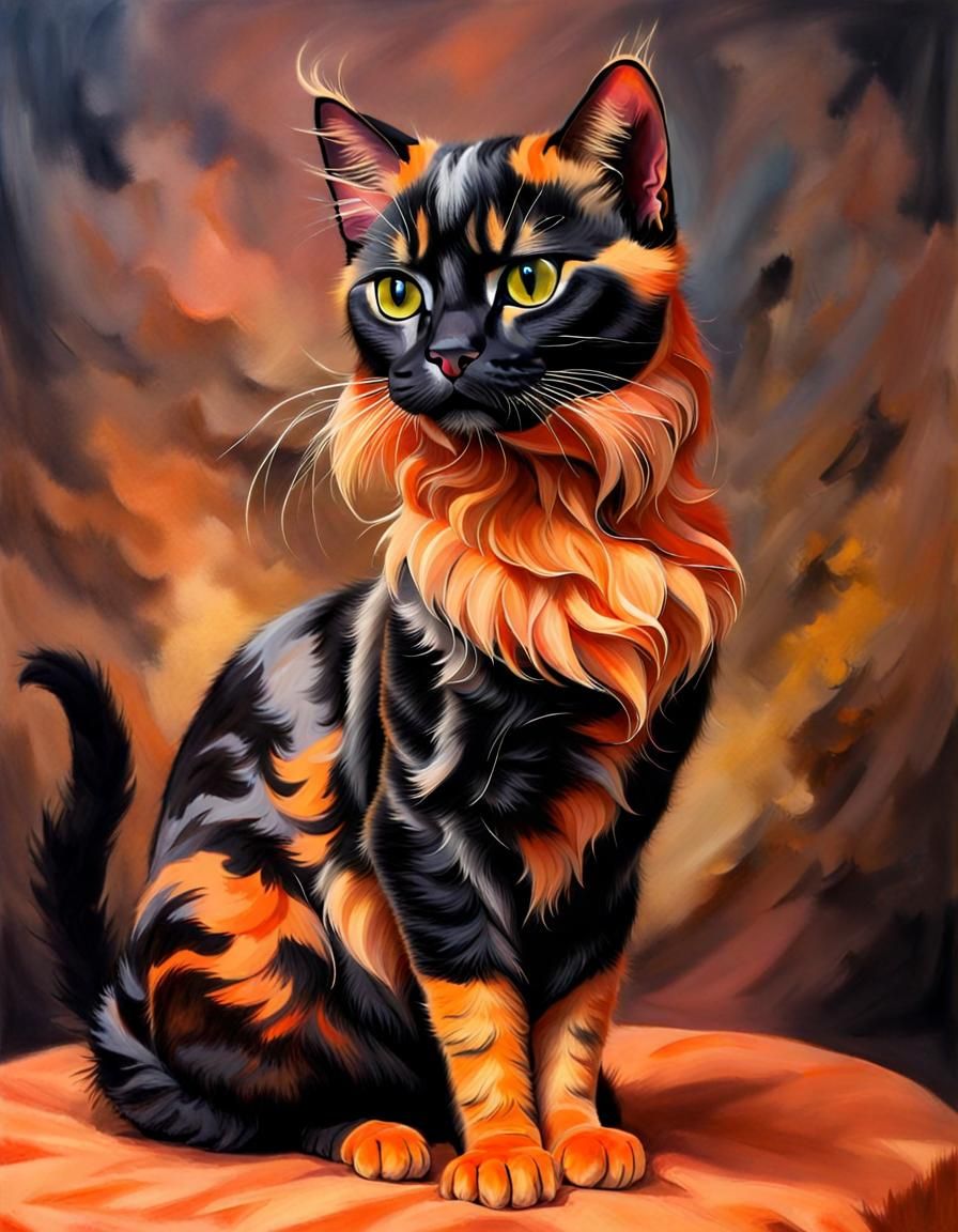 Black and Orange Chimera Cat Masterpiece