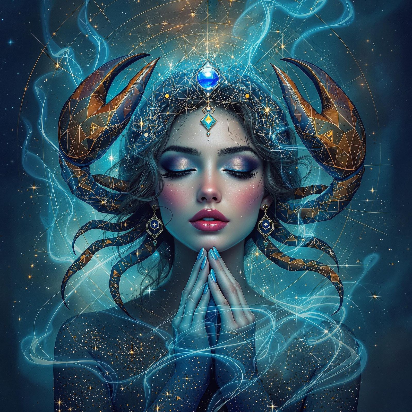 Cancer Zodiac Embodied as Beautiful Woman