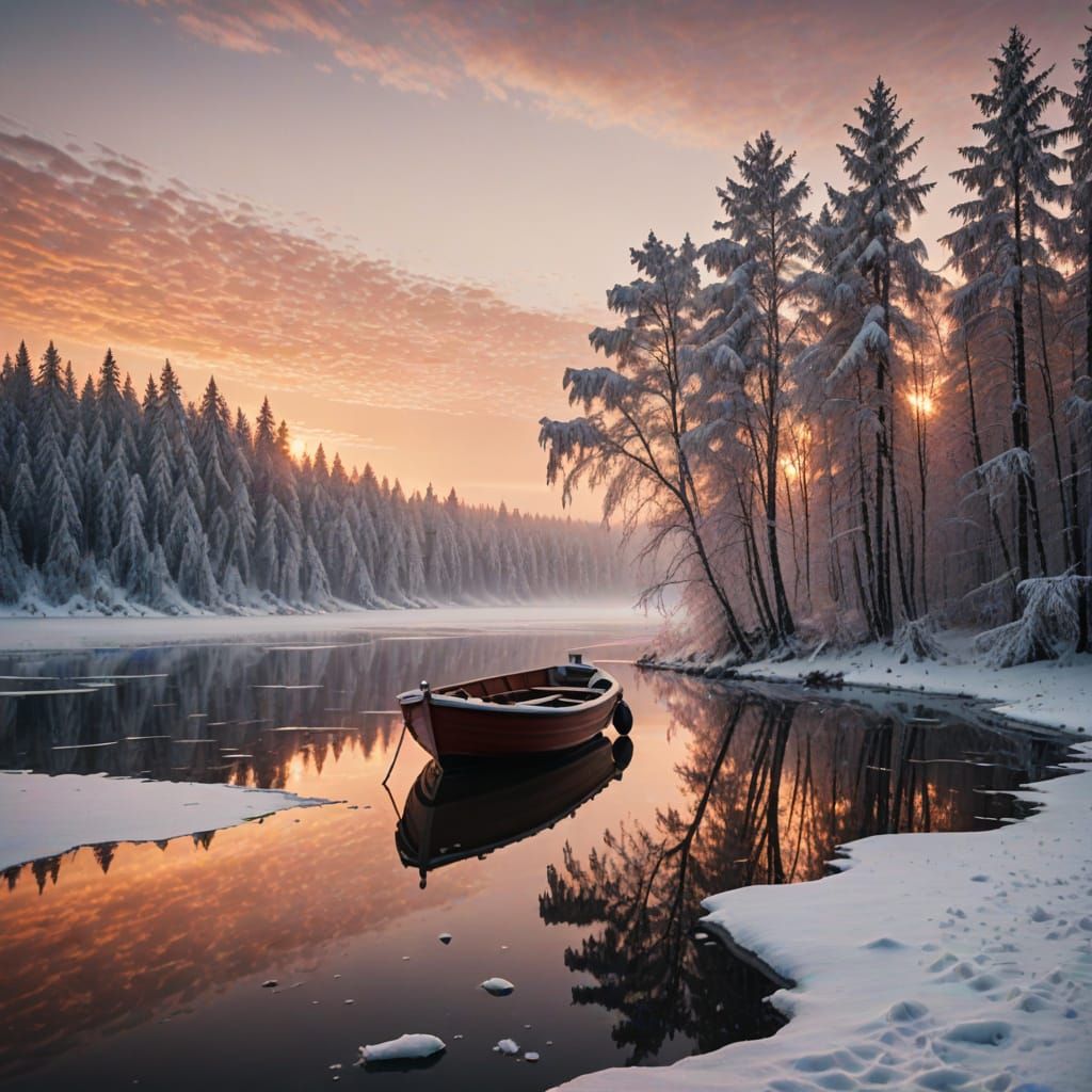 Golden Hour on a Frozen Lake