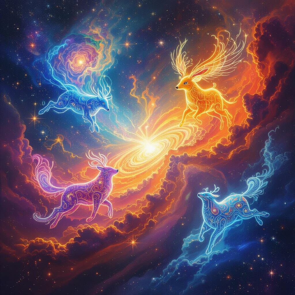 Cosmic Animal Spirit Guides in Solar Psychedelia