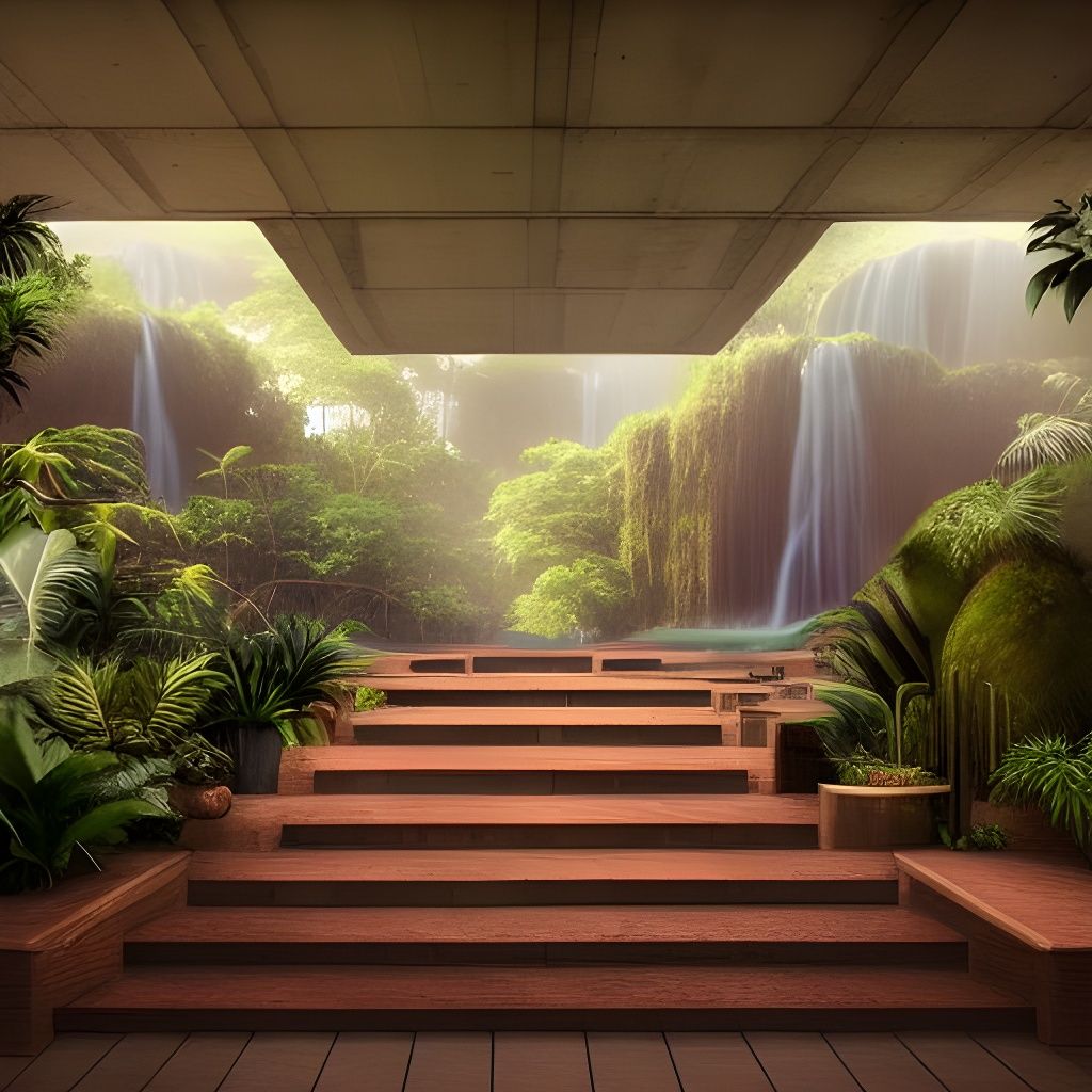 Brutalist Space Jungle on Alien Planet