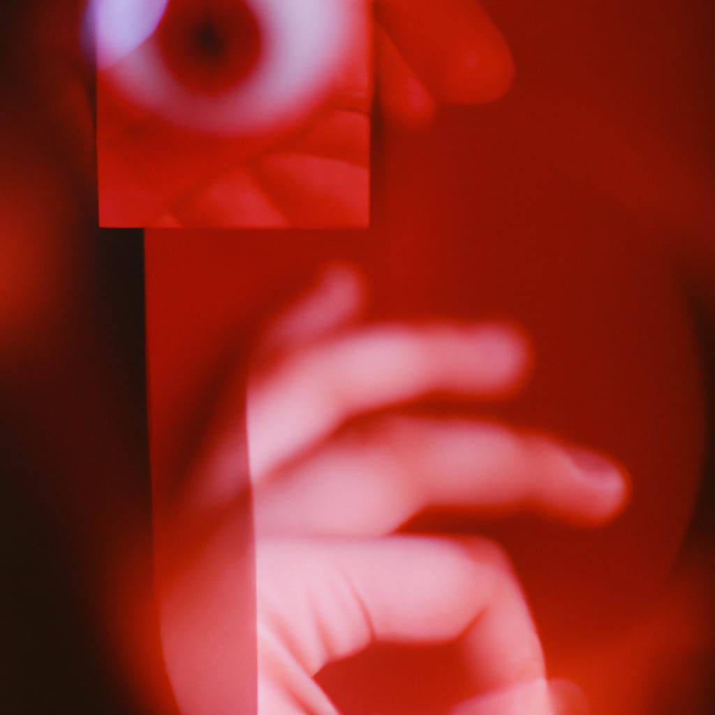 Abstract Collage: Blurry Hand, Eye, and Shapes