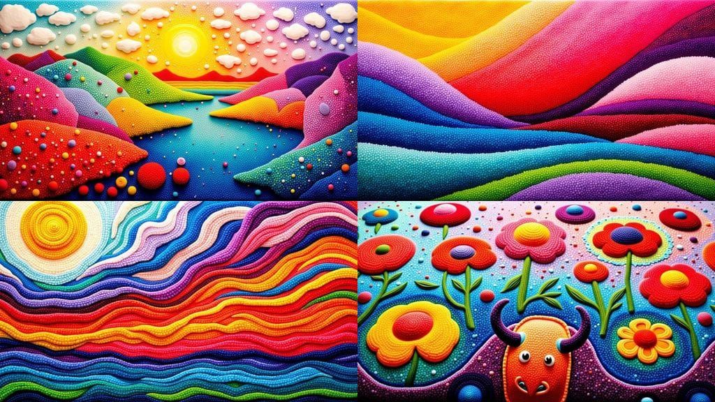 Whimsical Felted Artwork on Carpet Tile