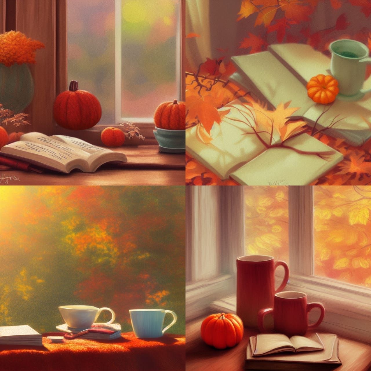 Cozy Autumn Still Life in Watercolor Style