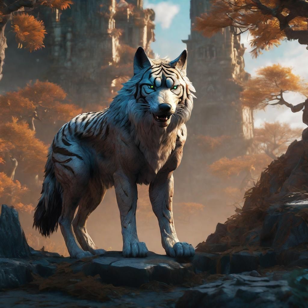 Wolf Tiger Hybrid: Detailed Matte Painting