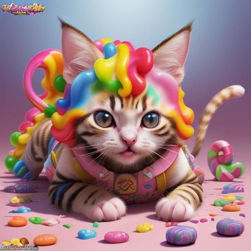 Heroic War Kitten in Candy Art Style