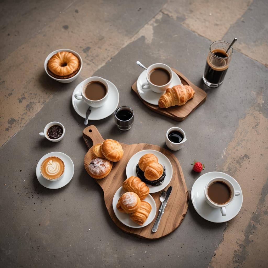 Cozy Cafe: Coffee and Pastries Flat Lay