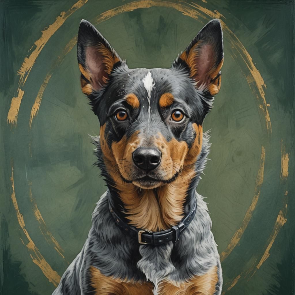 Bluey in Surreal Dark Atmospheric Oil Painting